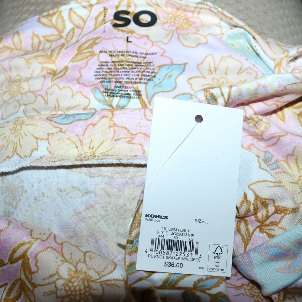 Kohls So tie knot skater mini dress new with tags size large